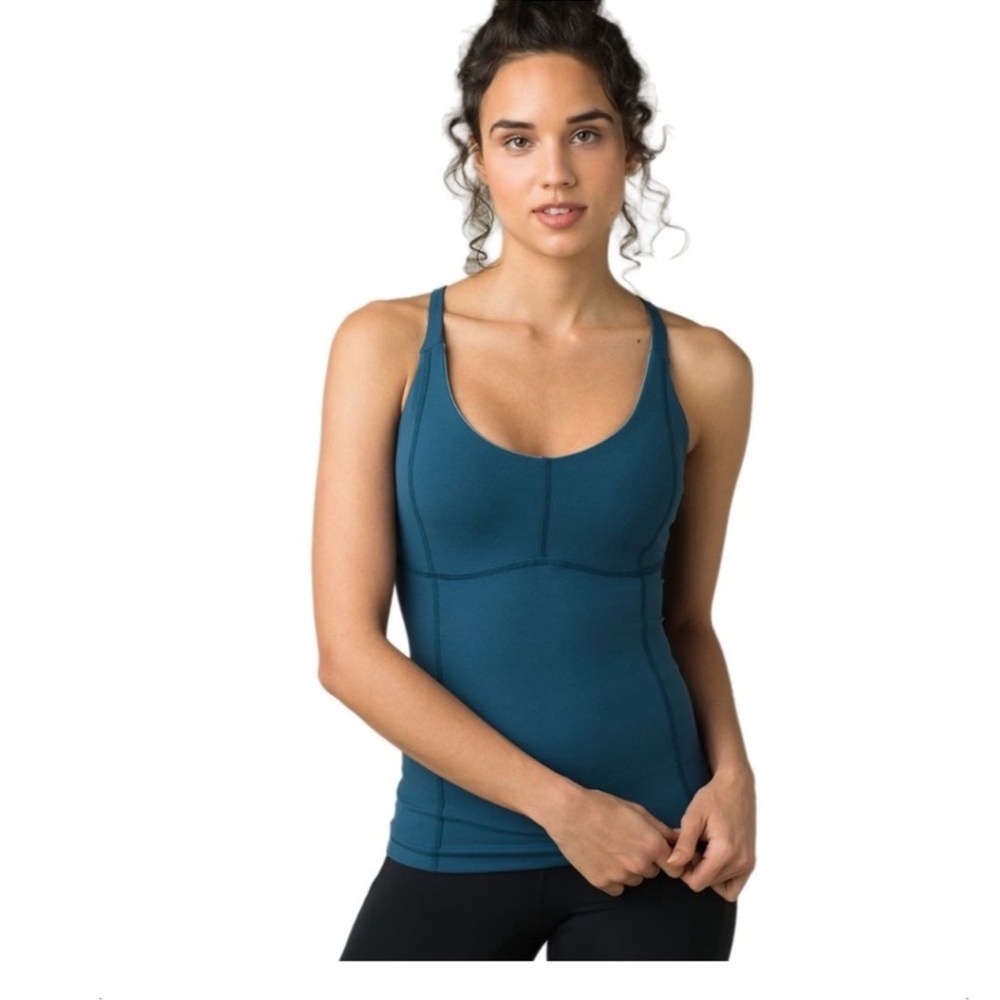 Prana Momento Atlantic Blue Women’s Built in Bra Tank Top Size M Like New
